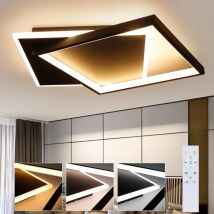 Plafonnier led Salon : Lampe de Salon 44W Lampe de Chambre Noire dimmable avec télécommande Lampe de Cuisine Design Moderne plafonnier en métal pour