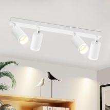 Plafonnier led Spot de Plafond de Salon : Plafonnier Blanc GU10 Spots Pivotants 4 Ampoules Lampe de Cuisine Lampe de Couloir Spots de Plafond en
