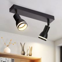 Plafonnier Noir Couloir : 2 Spots de plafond Métal GU10 Spots Couloir Pivotant Spots muraux Intérieur pour cuisine bureau salon chambre à coucher,