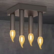 Plafonnier Vintage 4 Ampoules - Spots de Plafond Rétro E14 Lampe de Salon Industriel Lampe de Chambre Grise avec 4 Spots Lustre en Métal pour Salon