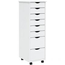 Rollschrank mit Schubladen moss Weiß Massivholz Kiefer - Gbly