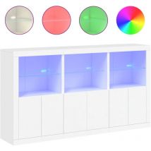 Sideboard mit LED-Leuchten Weiß 181,5x37x100 cm - Gbly