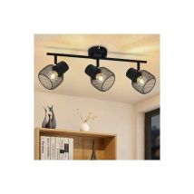 Spot de plafond noir Plafonnier Vintage - 3 Flammes Plafonnier Métal Pivotant 330°LED Spot Intérieur pour Salon Chambre Couloir Cuisine Chambre
