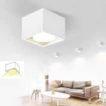 Plafonnier spot led blanc pour plafond plafonnier avec spots, blanc chaud, carré, avec une lampe à spot GX53 plate, orientable, 5W, pour la cuisine,