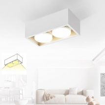 Spot encastrable pour plafond led plafonnier led blanc avec 2 spots, orientables, au design moderne, carrés, avec une lampe à spot GX53, blanc chaud,