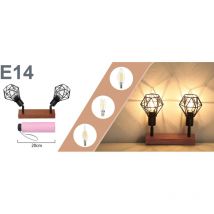 GBLY Spot Plafonnier 20×9×17cm,350° orientable Base 2 douilles,E14 MAX.25W spot de plafond en bois et métal Pour salon chambre salle à manger Bar
