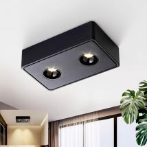 Spots Plafonnier led en saillie - Noir Spots en saillie avec 2 flammes 14W Blanc chaud Spots de plafond Angulaires Modernes Spotbaken Plat Spot en