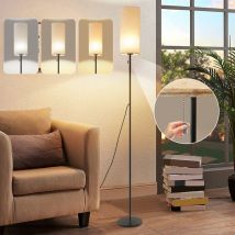 Stehlampe Wohnzimmer Dimmbar Stehleuchte: led Standleuchte 3 Farbtemperaturen Vintage Beige Lampenschirm Standlampe mit Seilzugschalter Retro Stoff
