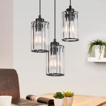 Suspension luminaire suspendue ronde - suspension salon salle à manger E27 noir chambre à coucher suspension 3 flammes verre suspension salle à