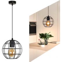 Suspension Table à Manger Lampe Suspendue Vintage - Lampe Suspendue Rétro avec 1 Ampoule Lampe de Table à Manger en Métal Noir Suspension