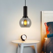 Suspension vintage Lampe pendante pour table à manger - Suspension en verre 1 lampe noire Lampe industrielle E27 Lampe suspendue réglable en hauteur