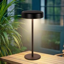 Tischlampe Solar Akku Nachttischlampe - Led Kabellos Tischleuchte 3600mhA Aufladbar Touch Dimmbar Schwarz Lampe mit usb Batterie Solarlampen für