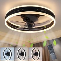 Gbly - Ventilatore a soffitto, silenzioso + timer, 50×50×8cm, variabile 33 w, per soggiorno, camera da letto con telecomando, asilo nido, ufficio,