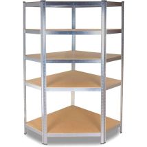 Topeshop – GC9030 – Scaffale angolare in metallo con 5 ripiani – Capacità totale 875 kg – Acciaio zincato e MDF