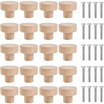 Cozevdnt - 20pcs Round Wooden Cabinet Door Knobs Furniture Knob Cabinet Knobs 3x2.5cm Round Drawer Pulls Wooden Round Knobs