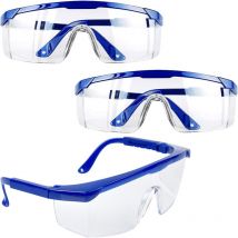 Stol - Safety Glasses,3 pcs Anti-fog Goggles Blue Frames uv Protection Goggles for Kids Adults with pc and Thicker Lenses for Outdoor Activities