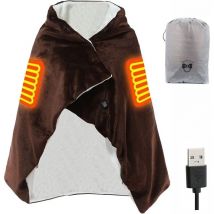 Ultra-Soft Flannel usb Electric Heated Blanket with 3 Temperature Levels, usb Heating Shawl and Lap Blanket for Back, Neck, Shoulders, 140 80cm