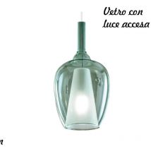 Gea Luce - lustre moderne ofelia mini s10 g9 led suspension en verre métal, verre verde trasparente