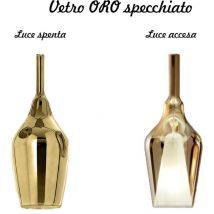 Gea Luce - lustre moderne ofelia mini s12 g9 led suspension en verre métal, verre oro specchiato