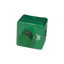 Boite 1 bouton vert 'coup de poing vert' à accrochage - Geba