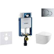 Geberit Combifix - Set con modulo di installazione, vaso WC Gaia e copriwater softclose, placca di comando Sigma01, cromo lucido SANI15CA1118