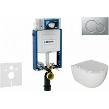 Geberit - Combifix - Set con modulo di installazione, vaso wc Oudee e copriwater softclose, placca di comando Sigma01, cromo opaco smaltato