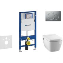 Duofix - Bâti-support pour wc suspendu avec plaque de déclenchement Sigma 01, chrome mat + Tece One - toilette - Geberit