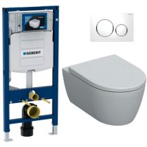 Geberit - Duofix pack+ inodoro suspendido sin bridas+ Pulsador Sigma20 Blanco cromo