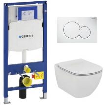 Duofix toilet set + Ideal Standard Tesi Aquablade bowl + Sigma01 white flush plate (gebaqua-b) - Geberit