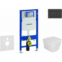 Duofix - Set de bâti-support, cuvette Arkas et abattant softclose, plaque de déclenchement Sigma30, Noir mat/noir SANI11CA5102 - Geberit