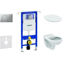 Duofix - Set d'installation pré-murale, cuvette Alpha avec abattant, plaque de déclenchement Sigma01, chrome mat - Geberit