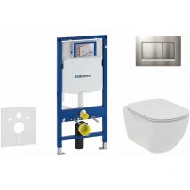 Duofix - Set von Vorwandelement, Wand-WC und WC-Sitz Ideal Standard Tesi, Betätigungsplatte Sigma30, Rimless, SoftClose, Chrom matt/Chrom
