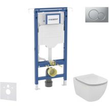 Geberit Duofix - Set Vorwandelement, Ideal Standard Tesi Wc Und Sitz, Sigma01 Tasten, Aquablade, Softclose, Chrom Matt Sani11cd2111