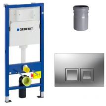 Ensemble bati-support Geberit Duofix UP100 + reservoir pour wc 112 cm + Plaque DELTA50 + Manchon de raccordement (458.103.00.1-2