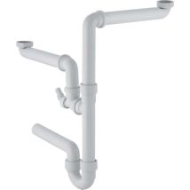 Geberit - Accessoires - Siphon pour éviers double, avec embout cannelé équerre, sortie horizontale, d 40 mm 152.886.11.1