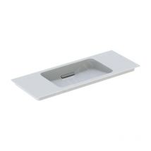 Geberit one - Meuble-lavabo 1050x400x130 mm, trop-plein caché, sans trou pour robinetterie, sortie horizontale, KeraTect, blanc