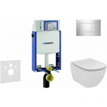 Kombifix - Installationselement für Wand-WC mit Betätigungsplatte SIGMA30, Chrom glänzend/Chrom matt + Ideal Standard Tesi - wc und wc Sitz,