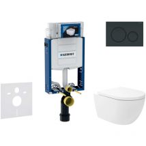 Geberit - Kombifix - Set Vorwandelement, wc Oudee Vortex mit Softclose-Sitz und Sigma20-Betätigungsplatte, schwarz glänzend/schwarz matt SANI15CA5138