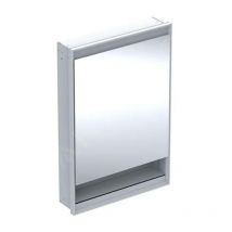 Keramag - Geberit one - Armoire miroir avec éclairage led, 600x900x150 mm, charnières à gauche, avec niche, encastrée, aluminium