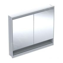 Keramag - Geberit one - Armoire miroir avec éclairage led, 1050x900x150 mm, 2 portes, avec niche, encastrée, aluminium 505.824.00.1