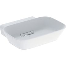 Geberit one - Lavabo à poser 50x43x15 cm, trop-plein caché, sans trou pour robinetterie, évacuation horizontale, blanc mat