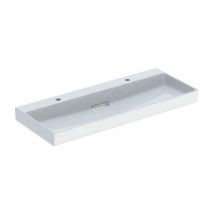 Geberit one - Double lavabo 1200x480x142 mm, trop-plein caché, 2 trous pour robinetterie, sortie horizontale, KeraTect, blanc