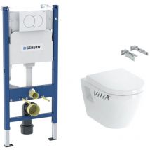 Pack wc Bati-support Geberit Duofix + wc suspendu Vitra Integra + Abattant en Duroplast + Plaque blanche