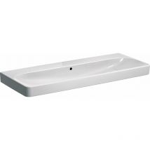 Geberit Smyle Square - Lavabo a doppia vasca 120x48 cm, con troppopieno, senza foro per miscelatore, bianco 500.225.01.1