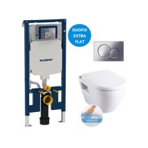 Geberit Toilet set UP720 frame + SAT rimless WC + Softclose seat + White plate (SLIM-SATrimless-H)