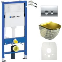Geberit - wc Set mit Vorwandelement, Wand-WC und Spülknopf