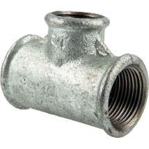 Temperguss-Gewindefitting verzinkt T-Stück reduziert, allseitig ig 3/4 x 3/8 x 3/4 Zoll, Typ 130, dvgw