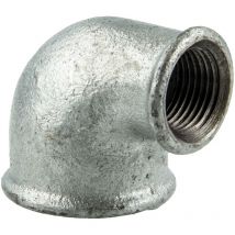 Temperguss-Gewindefitting verzinkt Winkel 90° reduziert, ig x ig 1 x 1/2 Zoll, Typ 90, dvgw