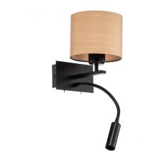 Argon - gebraucht] Wandlampe Harry Wandleuchte Rund Leselampe Leuchte Schwarz/Holz Hell B-Ware