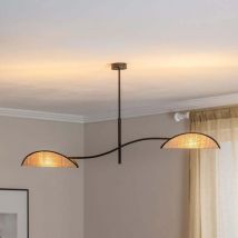 B-Ware Emibig Lighting Deckenlampe Lotus Deckenleuchte Rattanoptik 2 Flg Schwarz